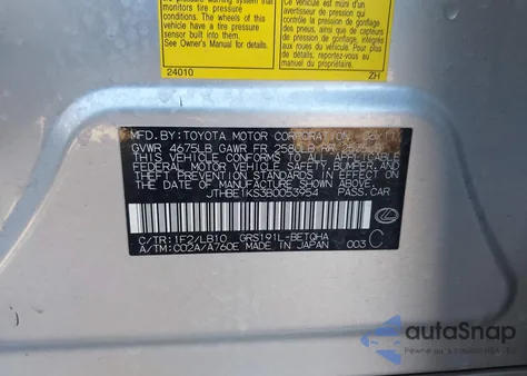 2011 Lexus Gs 350 from USA, damaged, VIN JTHBE1KS3B0053954